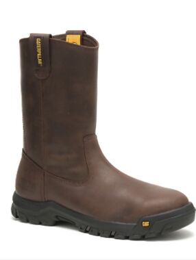 CAT Drawbar Brown Leather Steel Toe Pull On Work Boot Men's Size 8 Medium NIB